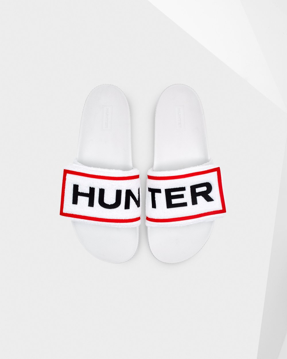 Women Hunter Original Terry Towelling Logo Adjustable | Slides White | NZ-63412-PYBI